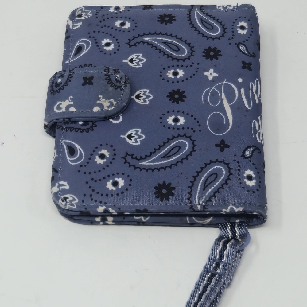 Victoria's Secret PINK Lanyard Wallet Blue Bandana Paisley ID Card Case Bifold